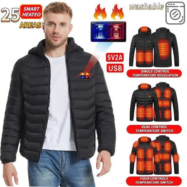 25 Areas Heated Jacket Men Women Usb Electric Self Heating Down Cotton Jacket Winter Parka Warm Clothing Camping Skiing Clothing W250806