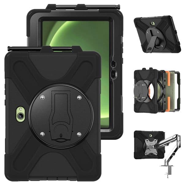 Case for Samsung Tab Active 5 Pro / Active 4 Pro / Active Pro 10.1" - Heavy Duty Shockproof Cover, 360° Rotating Disk Kickstand Live Broadcast, Screen Protector, Shoulder Strap