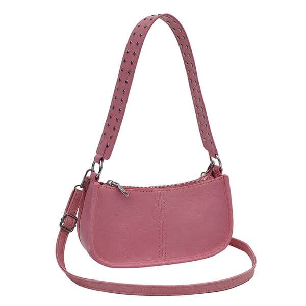 Rivet Accent Fashionable Small Square Shoulder Bag with Texture