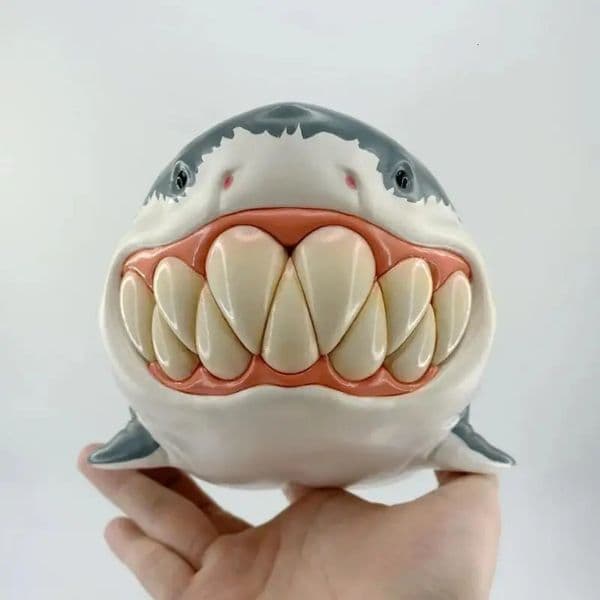 Cartoon Shark Statue Resin Meme Decor Humor Desk Sculpture Living Room Shelf Decor 18cm Novelty Gift for Home Office Desktop 250805