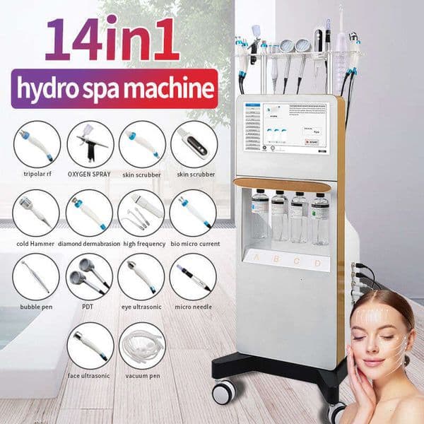 Factory Outlet Beauty Spa Beauty Dermabrasion 14 In 1 Skin Purification Machine H2o2 Bubble Oxygen Jet Deep Clean RF Microneedling Skin Tightening Face Lifti