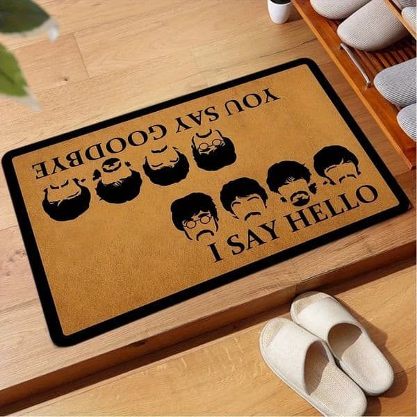 Indoor Doormat Front Mat You Say Goodbye and I Hello Absorbent Living Room Funny Mats Low Profile Rug for Entry Patio Lawn 250806