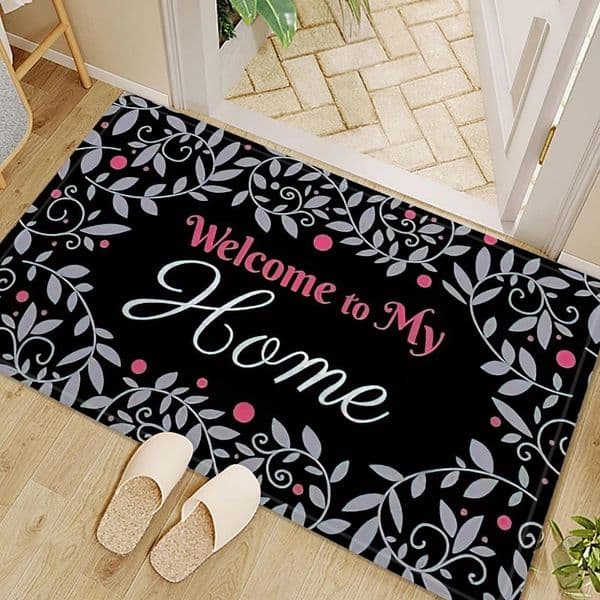 Leaf Letter Patterned Home Welcome Print Door Mat Absorbent QuickDrying NonSlip Entrance Carpet for Living Room Bedroom Rug 250806