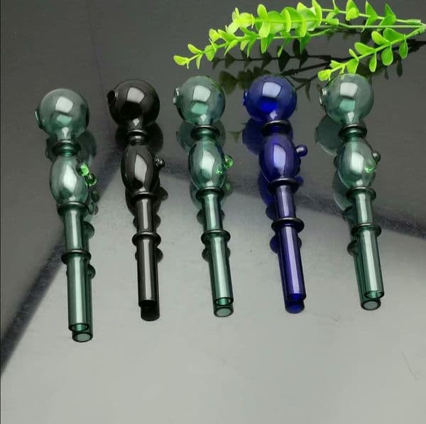 Glass Oil Burner Pipes hookah Glass Smoking bongs Smoke Pipes Colorful three wheeled double bubble straight tobacco pot