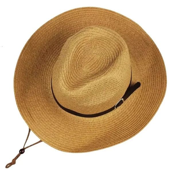Foldable Jazz Straw Hat for Men and Women Summer Beach Strap Sunscreen Outdoor Sports Sun Hat Big Brim Woven Straw Hat 250805