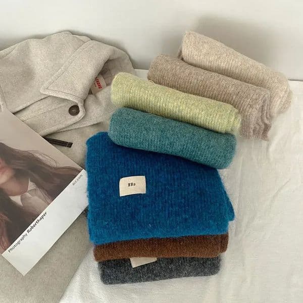 Women Cashmere Scarves Lady Winter Thicken Warmer Soft Pashmina Shawls Wraps Female Pure Color Knitted Long Scarf for Women 250805