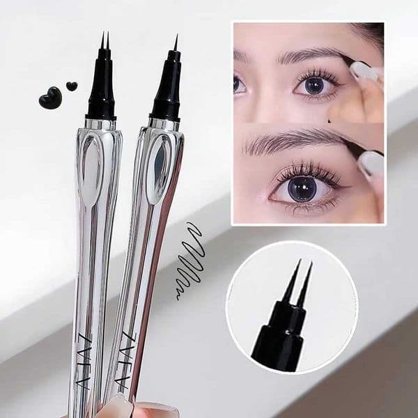 2 Fork Tip Liquid Eyebrow Pencil Eyeliner Lower Eyelash Pen Makeup Waterproof Lasting Quick Drying Ultra-fine Brows Pen Cosmetic W250807