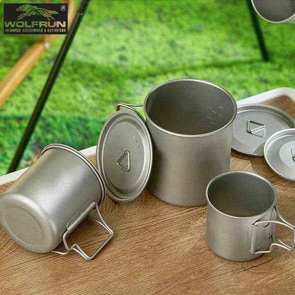 Camping Mug Titanium Cup Picnic Mug Tourist Tableware Outdoor Kitchen Equipment Travel Cooking Set Portable Outdoor Water Cup Y250807