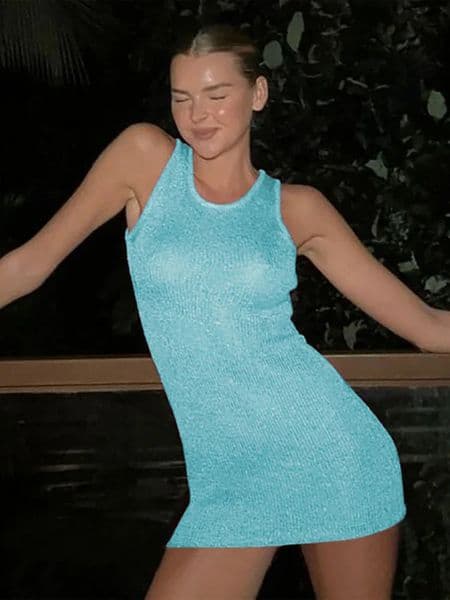 Casual Knit Y2K Streetwear Short Mini Beach Dress Sundress Women Summer Bodycon Sleeveless Party Club Dresses Outfits Gift 250807BJ