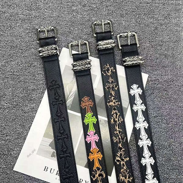 Crome belt Chromes belt ChromesHeart belt CH Crochet belt Pin Buckle Patch Leather White for Men and Women with Roller Hollow Vine Pattern Womens Belt Celebrity Style