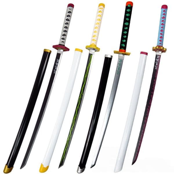 Japanese Anime Accessories Cosplay Demon Slayer Katana Toy Wooden Sword Weapon Model Halloween Animes Props 101CM