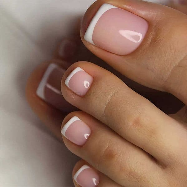 Luxury 24 Pcs French Design Fake Press On Summer False Acrylic Reusable Toe maquillaje Decorated Nails With Tool Kit M250807 Free Shipping