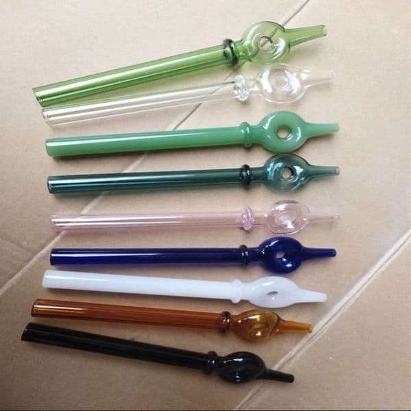 Glass Oil Burner Pipes hookah Glass Smoking bongs Smoke Pipes Colorful circle extended glass suction nozzle