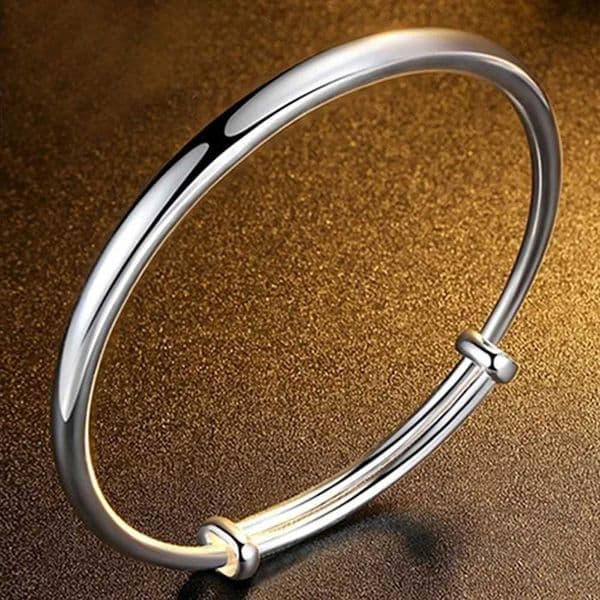Adjustable Size 925 Sterling Silver Bangle Cuff Charm Bracelet Jewelry For Women Wedding W250807