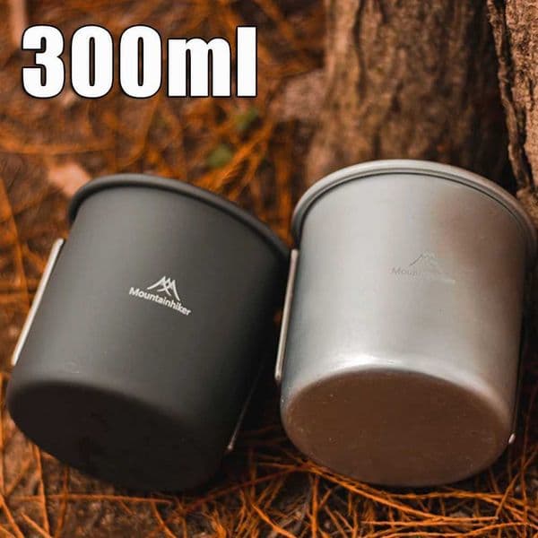 300ml Camping Water Cup Titanium Cups Aluminum Foldable Handle Portable Ultra-light Outdoor Hiking Climbing Water Mugs Tableware Y250807