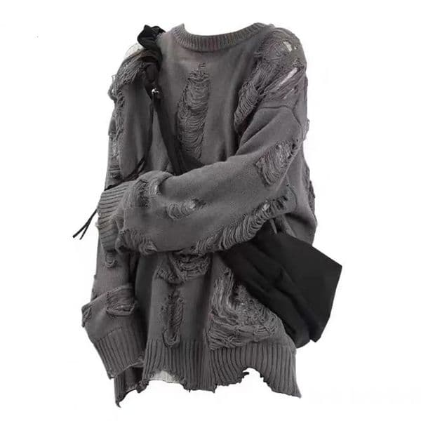 Long Sleeve Sweater Streetwear Mens Sweater Hip Hop Style Ripped Two-piece Knitted Round Neck Soft Warm Fall/winter 250804