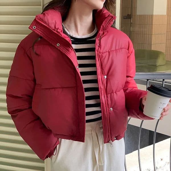 Winter Cropped Jacket Women Clothing Warm Short Puffer Jackets Lightweight Chic Stand Up Collar Student Cotton-padded Jacket 250806
