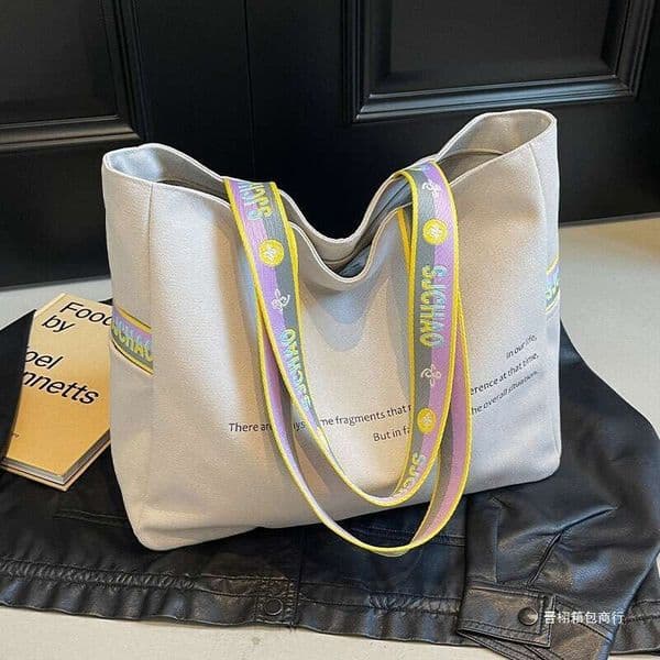 Minimalist Canvas Tote Women 2025 New Fashion Casual Commuter Large Capacity Shoulder Bag for Class