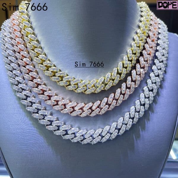 16MM Hip Hop Iced Out Cuban Link Chain Men Necklace 925 Silver VVS Miami Moissanite Cuban Chain