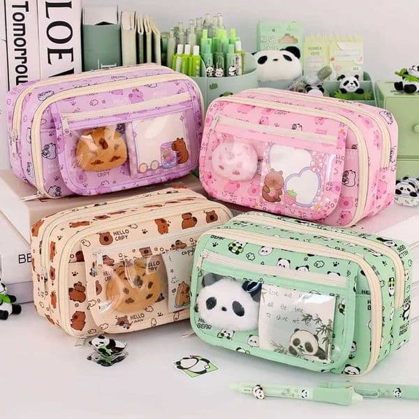 Multi-Functional Capybara/Panda Pen Bag Large Capacity Nine-Layer Pencil Case Dirt-Proof Stationery Bag for School Office XJ250808