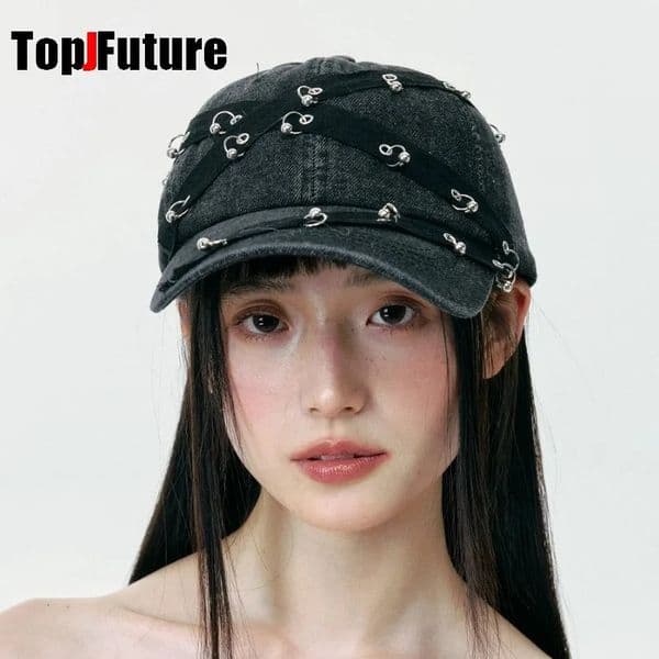 Y2k Girls Punk Harajuku Gothic coo ldark cowboy ring Womens Summer Hip Pop Cap Beret Hat Accessories Caps baseball Cap Sun Hat 250806BJ