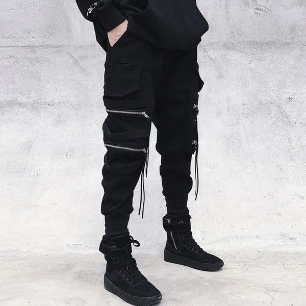 Cargo Pants Hip Hop Joggers Men Loose Harem Multipocket Ribbon Mens Trousers Casual Streetwear Sport for 250729