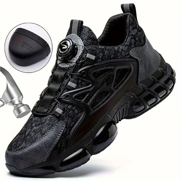 Rotating Button Safety Shoes Men Steel Toe Sneaker Air Cushion Work Man Puncture Proof Boots Protective 250801BJ
