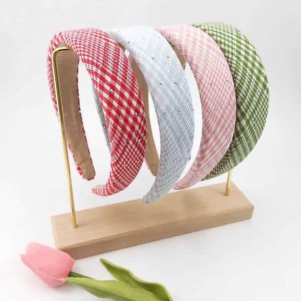 3cm Autumn and Winter Womens Wool Plaid Colorful Small Fresh Sponge Pad Band Christmas Festival by Wens Band Y250808