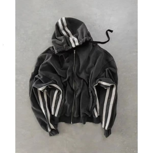 Street hiphop striped simple classic n zipper cardigan oversized hoodies men Y2K skateboarding 2piece suits clothing 250807BJ