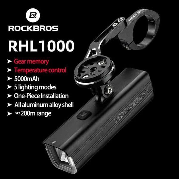 ROCKBROS Bike Front Light IPX6 Rainproof Type-C Rechargeable Bicycle Light 1000LM Cycling Headlight LED Flashlight MTB Bike Lamp Z250809