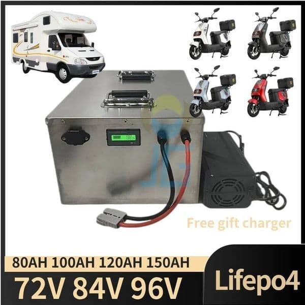 LIFEPO4 battery 72V 84V 96V 80AH 100AH 150AH iron phosphate battery pack with BMS for 7000W EV RV AGV Golf CartEagle Motorcyc