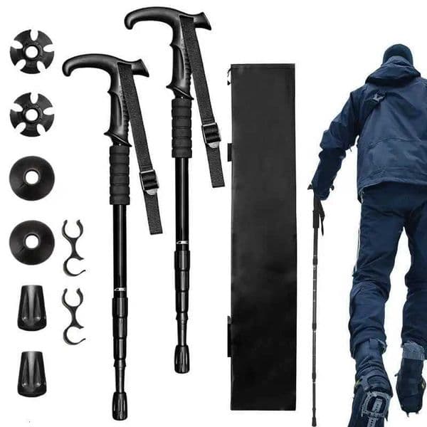 2 Pieces Trekking Poles Walking Poles Trekking Sticks Telescoping Ergonomic Handle Design Four-Section Equipment for Backpacking Z250809