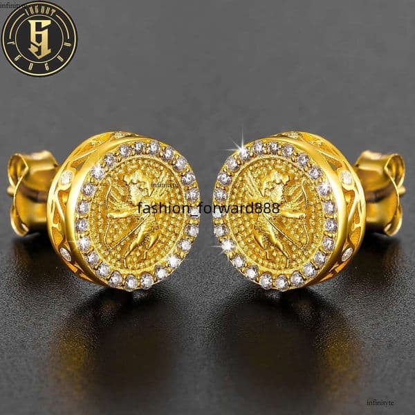 New VVS Cupid Pattern Earrings Pure Sier Earnail Silica Ice Cold Jewelry