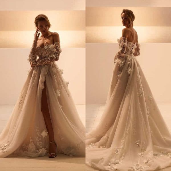 3D Appliques Wedding Dress Lace Beaded Sweetheart Sleeveless Women Modern Bridal Gowns Customized Vestidos De Novia