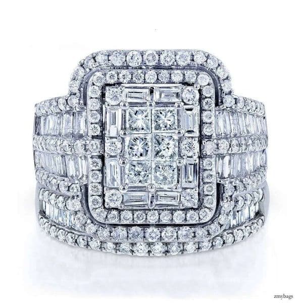 2022 Choucong Brand Wedding Rings Sparkling Jewelry Sier Fill Crystal Party Princess Cut White Stone Women Eternity Bridal Ring Set For Lover Gift