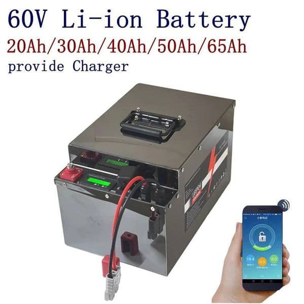 60V 40Ah 50Ah 60Ah Rechargeable Lithium-Ion Battery 17S for 3000W 6000W Kart Mobility Golf Cart Skateboard Two Wheeler AGV