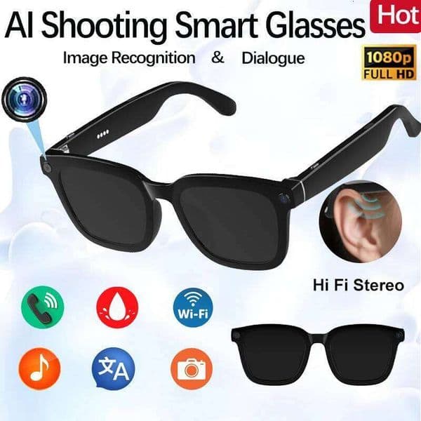 2025 AI Ip65 Waterproof Wireless Bluetooth Call Take Photos Vedio Recorder Large Battery Fashion Smart Glasses