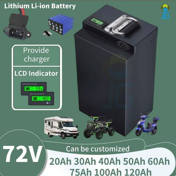 JG Lithium Li-ion Battery 72V Various Sizes 20Ah-120Ah for 1000W-3500W Golf Cart Two Wheeler EV RV High Capacity Power Supply