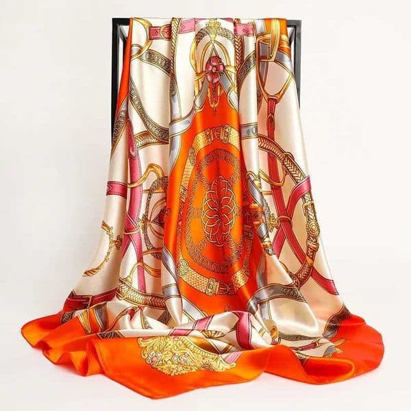 Handkerchiefs Hair Silk Scarf 90*90cm Print Satin Big Square Silk Scarves Shawls for Women Luxury Brand Designer Hijab Headband 250815