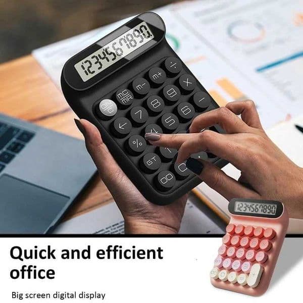 0UA Functional Mechanical Keypad Calculator Easy to Read Display Long Lasts Quality W250809