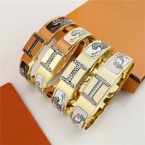 H letter Classique Motif Animal designer bracelet 18K Inoxydable Unisexe Design Couple