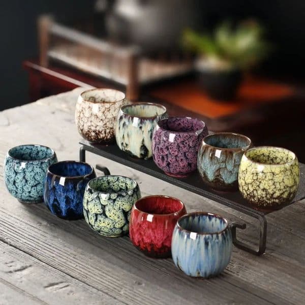Japanese Style Tea Cup Kiln Transformation Ceramic Espresso Cup Porcelain Kung Fu Teacup Pottery Coffee Mug Wine Drinkware 250805
