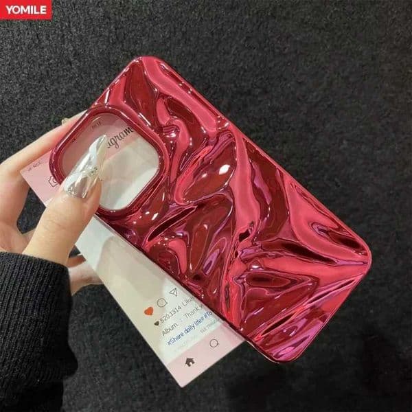 Fashion Plating Glossy Laser Wrinkle Sparkle Case For 16 15 14 13 12 11 Pro Max Plus Meteorite Texture Bumper Cover FundaXJ250811