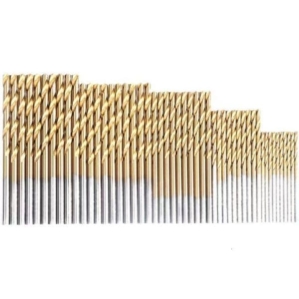 50PC Titanium Coated Twist Bit Set Mini Electric Drill Bits Straight Shank 1-3mm