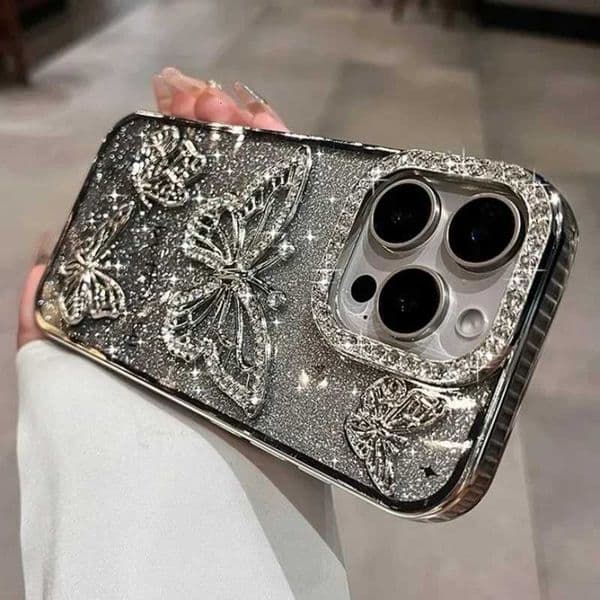 Women Girls Diamond Butterfly Phone Case for 17 16 Pro Max 11 12 13 14 15 Plus Transparent Plating Soft Silicone CoverXJ250811