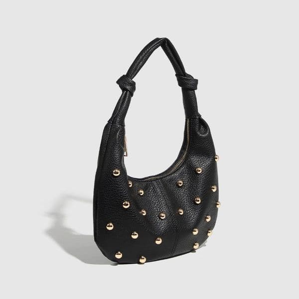 Rivet Embellished Womens Shoulder Bag - Durable Leather with Elegant Design