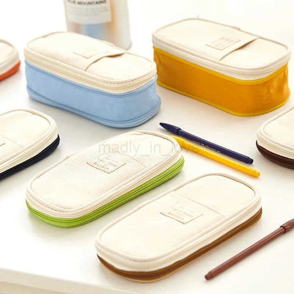 Large Capacity Pencil Cases Canvas Pencil Bag Pouch Holder Box for Girls Office Student Stationery Organizer School Supplies M250811