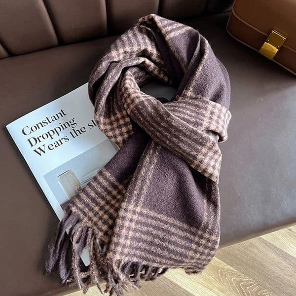 Purple Scarf Cashmere Woman Wool Felling Ladies Acrylic Scarves Warm Checkered Scarf Womens Winter Poncho Echarpe Stoles 250812