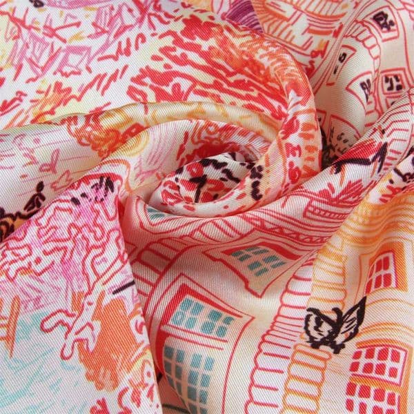 Silk Scarf Women Foreast City Print Square Scarves Head Echarpes Silk Foulards Femme Wraps Beach Shawls Bandana Lady Hijabs 90CM 250815