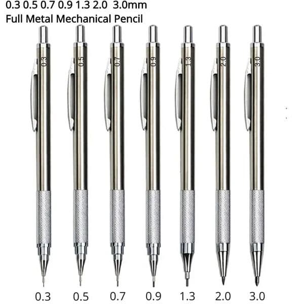 Mechanical Pencil Set 0.3 0.5 0.7 0.9 1.3 2.0mm Full Metal Art Drawing Painting Automatic Pencil Office School Supply Stationery 250805BJ